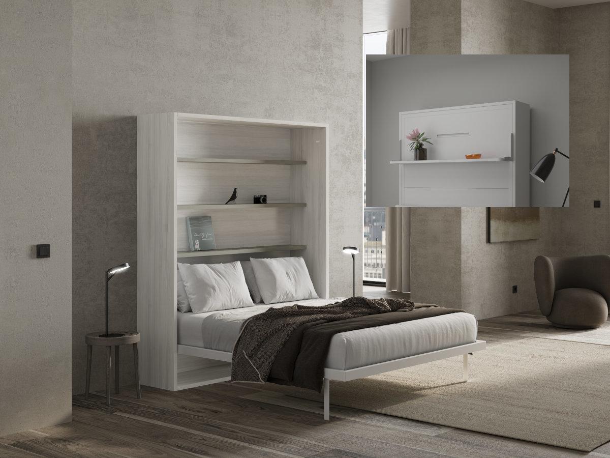 SINCRO - Cama Abatible Sincro Vertical con Estantes Interiores y Estante Exterior