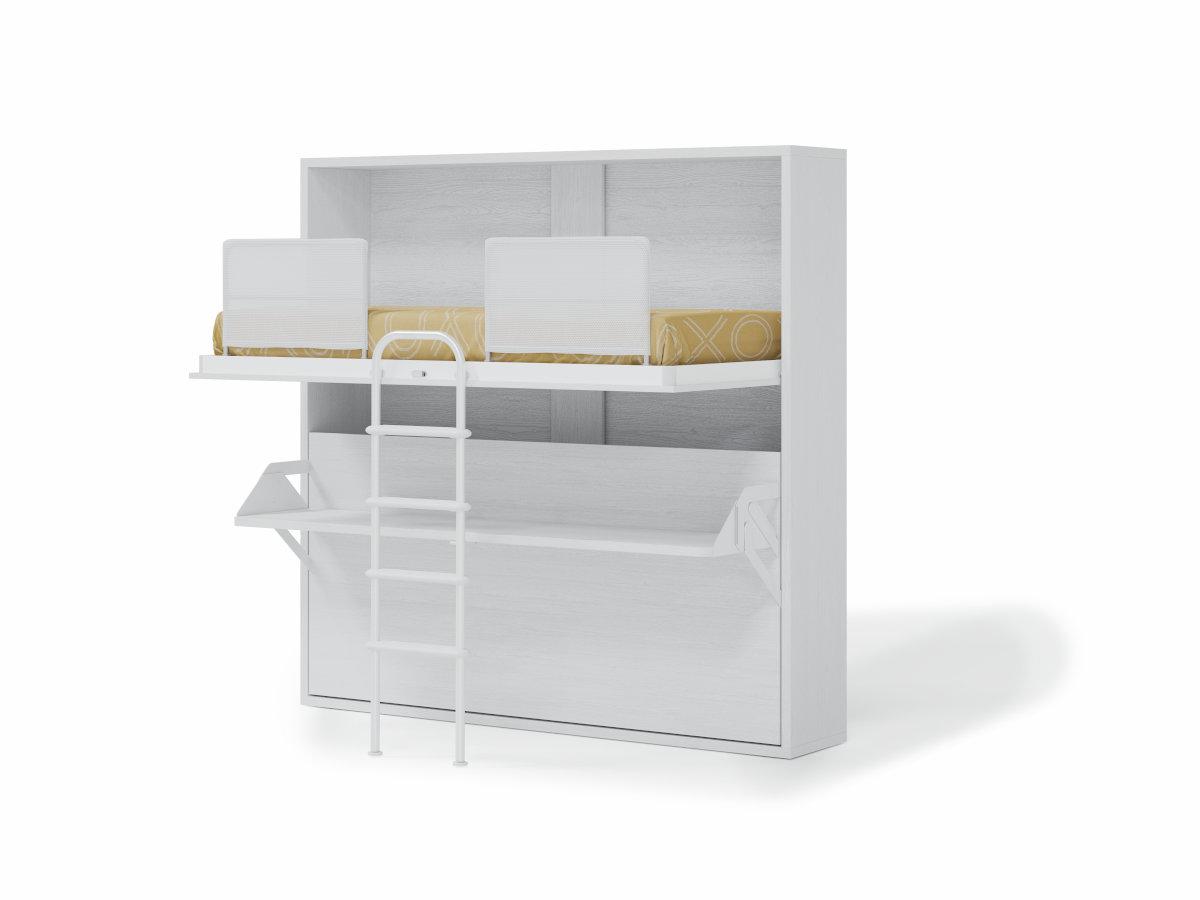 SPACE - Cama Litera Abatible con Mesa de Estudio y Fondo de 50