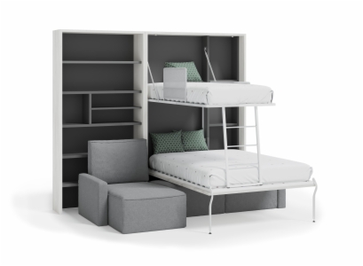 Miniatura 2 del producto BASIC-Cama litera vertical abatible con sofa y estanteria